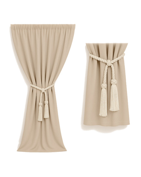 Zasłona na miarę beżowa + ozdoba sznur/chwost