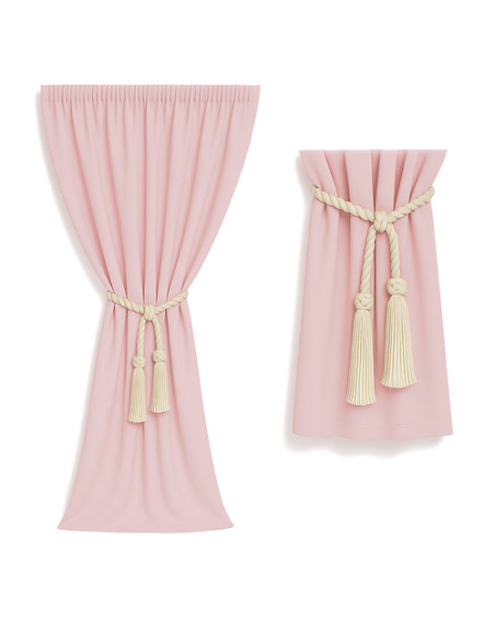 Zasłona na miarę pudrowy róż + ozdoba sznur/chwost