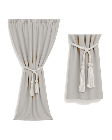 Zasłona szarobeżowa + ozdoba sznur/chwost