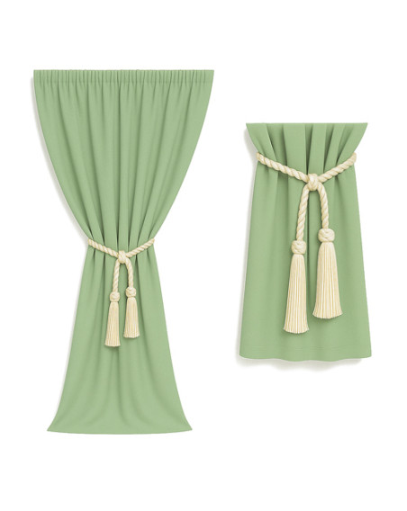 Zasłona jasny zielony + ozdoba sznur/chwost