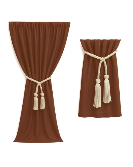 Zasłona brązowa + ozdoba sznur/chwost