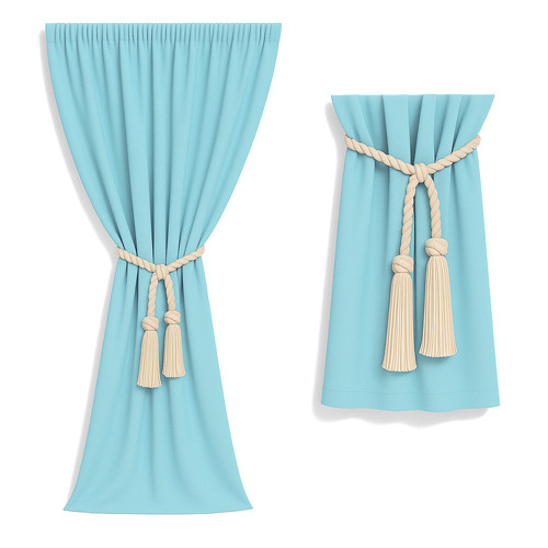 Zasłona niebieska + ozdoba...