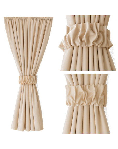 Zasłona na miarę beżowa + ozdoba opaska z marszczeniem