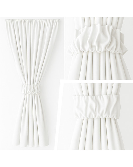Zasłona na miarę ciepły biały + ozdoba opaska z marszczeniem