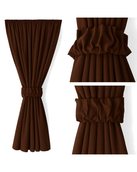 Zasłona na miarę brązowa + ozdoba opaska z marszczeniem