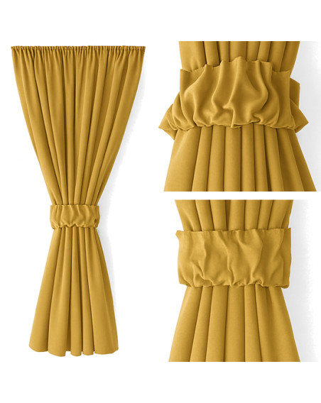 Zasłona na miarę musztardowa + ozdoba opaska z marszczeniem