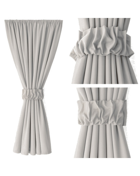 Zasłona szarobeżowa + ozdoba opaska z marszczeniem