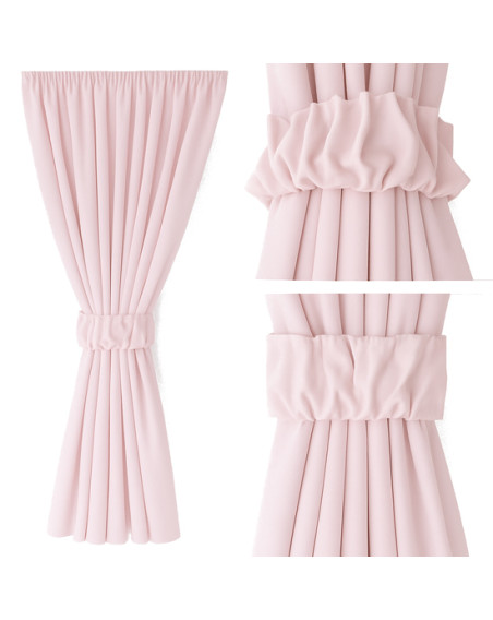 Zasłona pudrowy róż + ozdoba opaska z marszczeniem