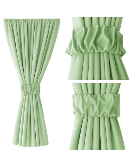Zasłona zielony jasny + ozdoba opaska z marszczeniem