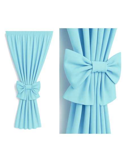 Zasłona niebieska + ozdoba kokarda