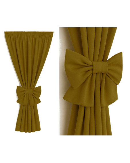 Zasłona musztardowa + ozdoba kokarda