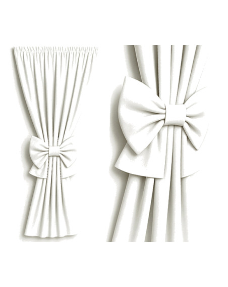 Zasłona ciepły biały + ozdoba kokarda