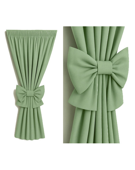 Zasłona jasny zielony + ozdoba kokarda