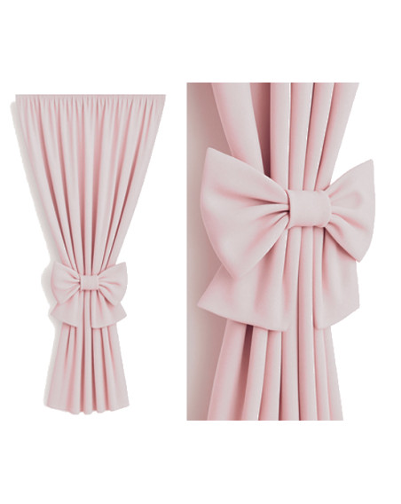 Zasłona pudrowy róż + ozdoba kokarda