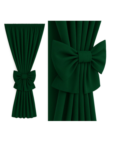 Zasłona ciemny zielony + ozdoba kokarda