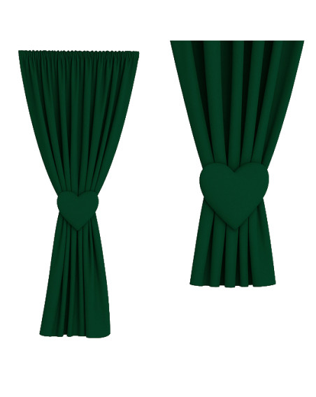 Zasłona ciemny zielony + ozdoba serce