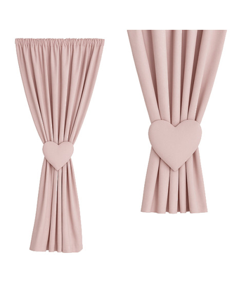 Zasłona pudrowy róż + ozdoba serce