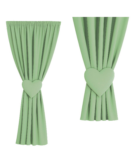 Zasłona jasny zielony + ozdoba serce