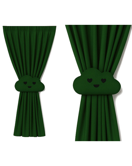 Zasłona ciemny zielony + ozdoba chmurka