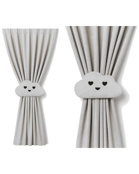 Zasłona szarobeżowa + ozdoba chmurka