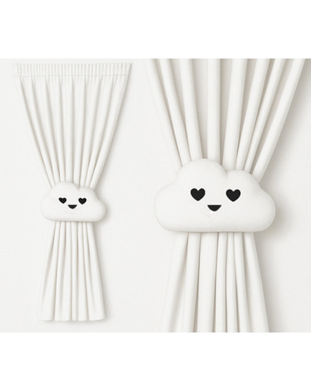 Zasłona ciepły biały + ozdoba chmurka