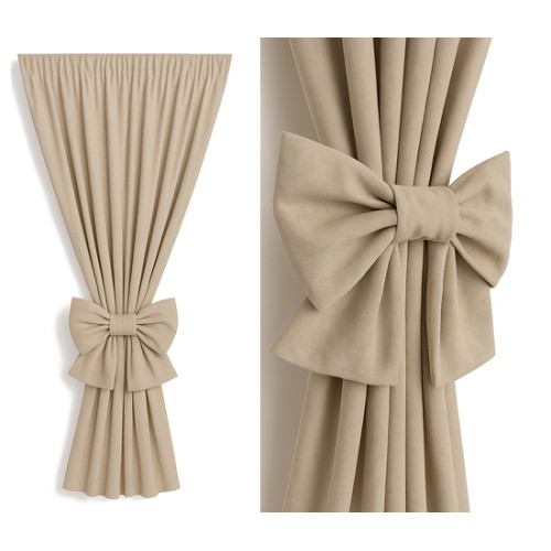 Zasłona beżowa + ozdoba...