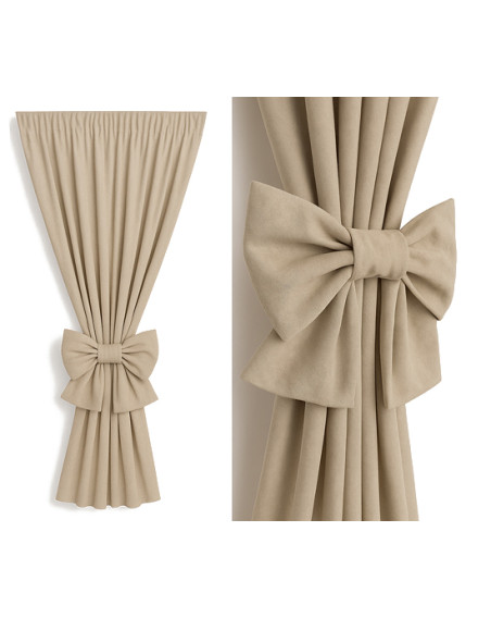 Zasłona beżowa + ozdoba kokarda