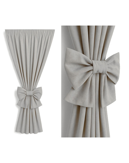 Zasłona szarobeżowa + ozdoba kokarda