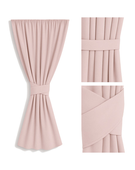 Zasłona pudrowy róż + ozdoba pasek