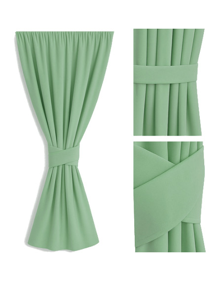 Zasłona jasny zielony + ozdoba pasek