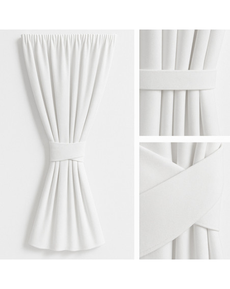 Zasłona ciepły biały + ozdoba pasek