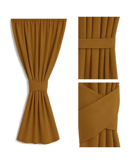 Zasłona musztardowa + ozdoba pasek