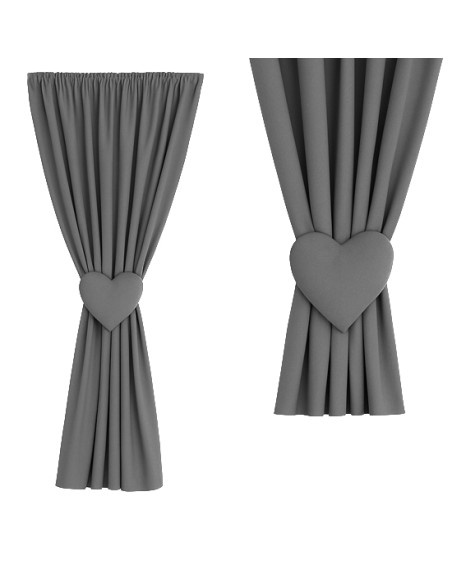 Zasłona na miarę szary/grafit + ozdoba serce