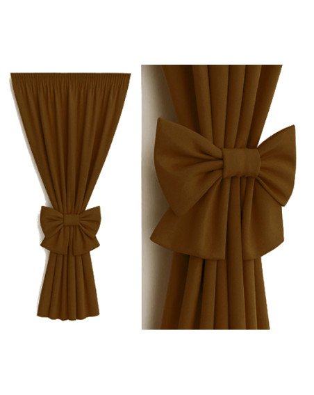 Zasłona na miarę brązowa + ozdoba kokarda