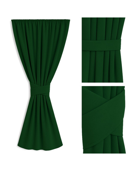 Zasłona na miarę ciemny zielony + ozdoba pasek