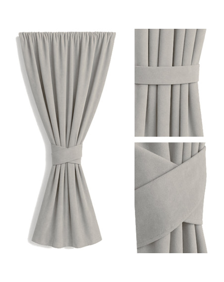 Zasłona na miarę szarobeżowa + ozdoba pasek