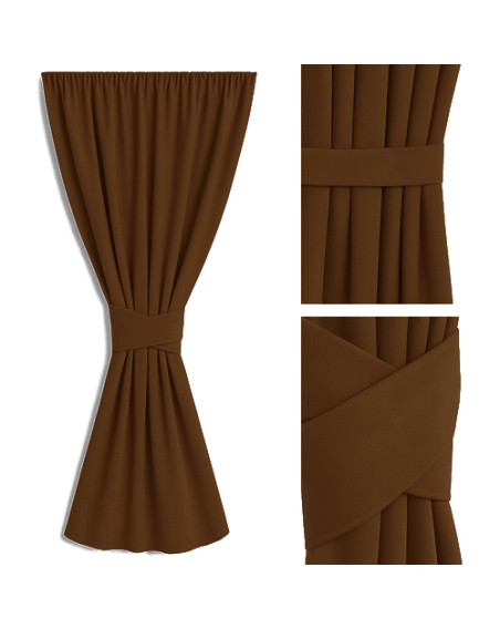 Zasłona na miarę brązowa + ozdoba pasek