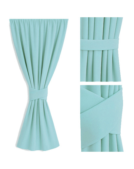 Zasłona na miarę niebieska + ozdoba pasek