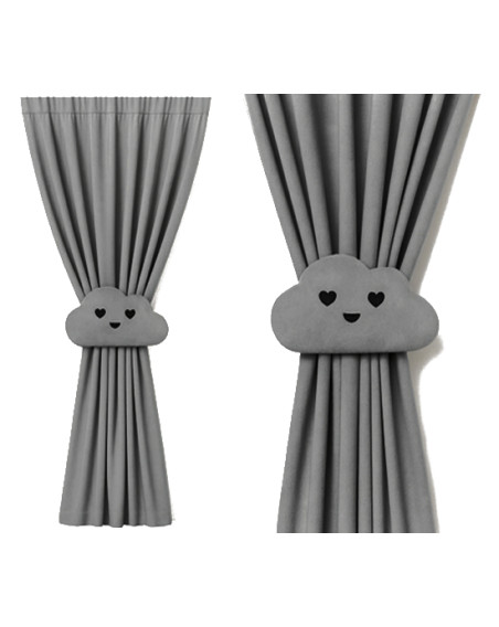 Zasłona na miarę szary/grafit + ozdoba chmurka