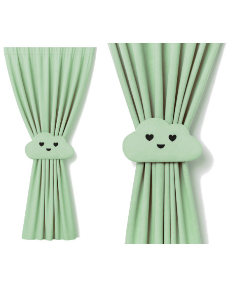 Zasłona na miarę jasny zielony + ozdoba chmurka