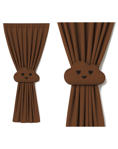 Zasłona na miarę brązowa + ozdoba chmurka