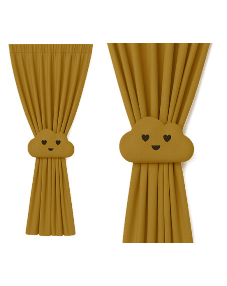 Zasłona na miarę musztardowa + ozdoba chmurka