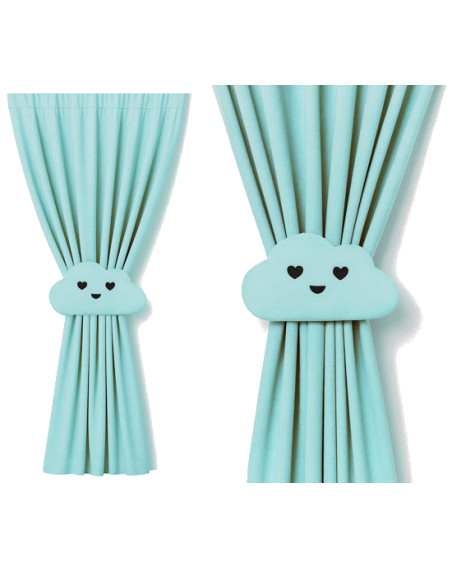 Zasłona na miarę niebieska + ozdoba chmurka