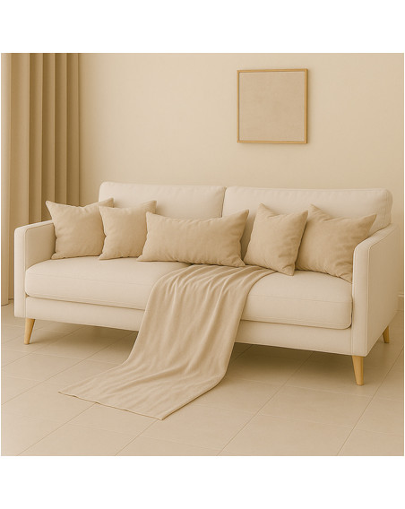 Zestaw beżowy 6w1 - narzuta + poduszki