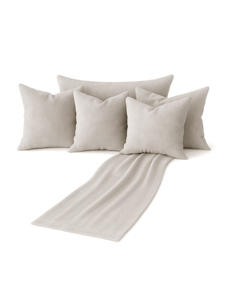 Zestaw szarobeżowy 6w1 - narzuta + poduszki