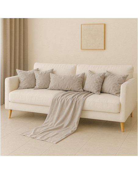 Zestaw szarobeżowy 6w1 - narzuta + poduszki