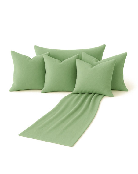 Zestaw jasny zielony 6w1 - narzuta + poduszki