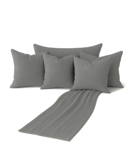 Zestaw szary/grafit 6w1 - narzuta + poduszki