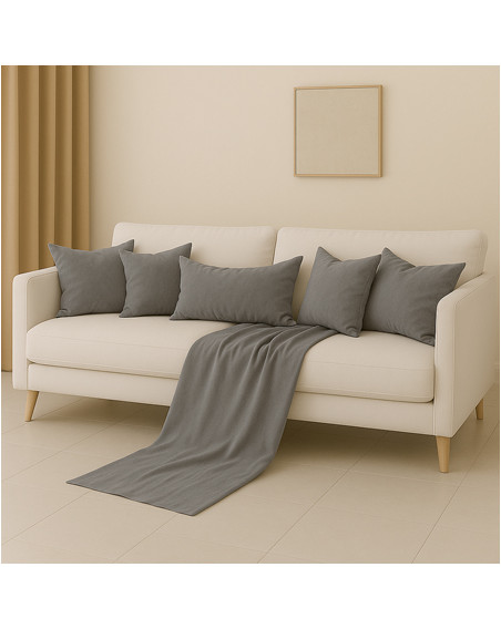 Zestaw szary/grafit 6w1 - narzuta + poduszki