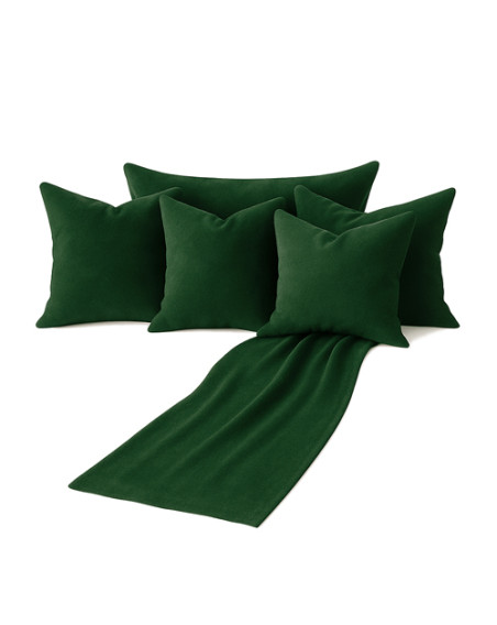 Zestaw ciemny zielony 6w1 - narzuta + poduszki